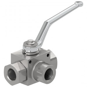 Robinet à sphère 3 voies 1/2" centre ouvert avec trous de fixation