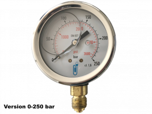 Manomètre à bain de glycérine Ø63 0-315b raccord vertical 1/4"