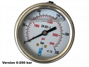 Manomètre à bain de glycérine Ø63 0-600b raccord arrière 3/8"