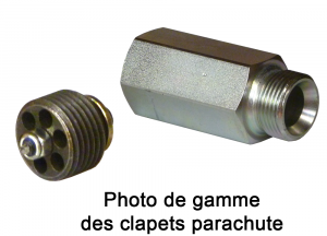 Cartouche clapet parachute type CVP 3/4'' - perçage 2mm - cale 5mm - 120L/mn